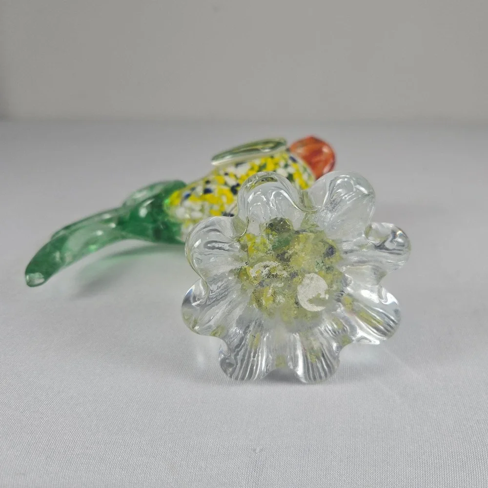 Vintage Murano Style Chicken Rooster Glass Bird Figure Confetti Glass Farmhouse